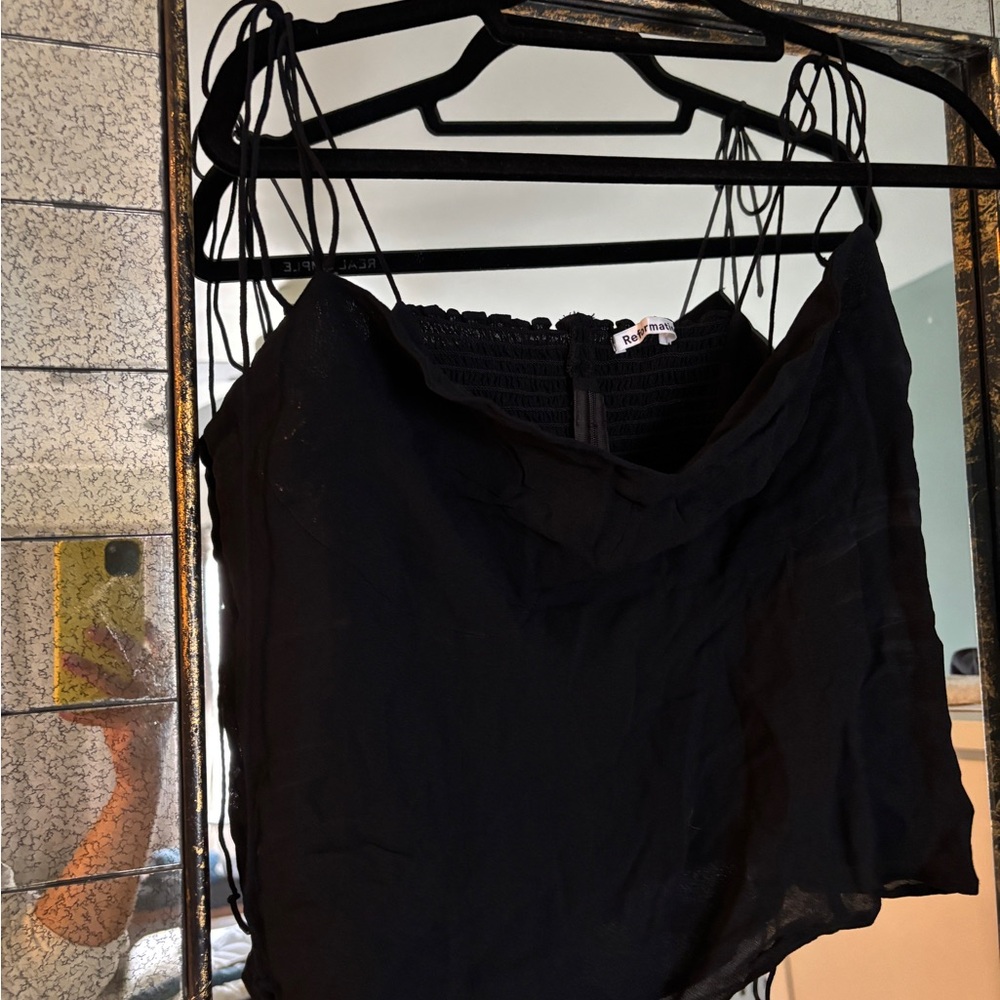Reformation black tie strap top